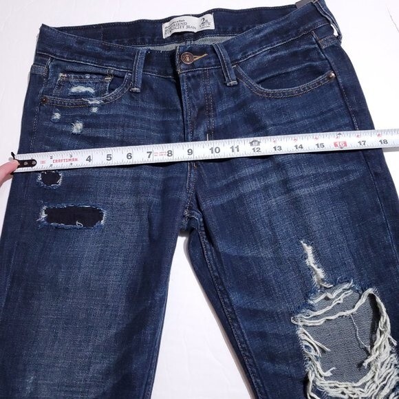 Abercrombie Boyfriend Straight Leg Jeans Size 2 26 Distressed Destroyed Loose - Picture 10 of 11